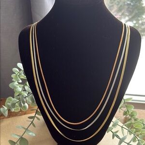 Avon Jewelry, Tri-Tone "Gold, RoseGold & Silver" Multi (3) Chain Necklace N19